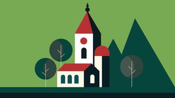 Italian architecture old building flat design background vector