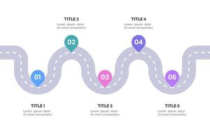 Comprehensive Roadmap Infographic, Strategic Milestone Path with 5 Key Stages vector