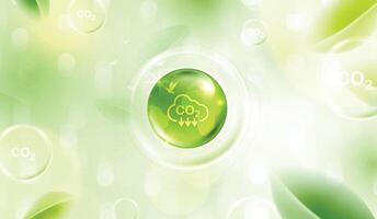 Reduce CO2 or carbon concept in bubbles. CO2 emission using clean energy and limit global warming. green business from renewable energy. design. vector