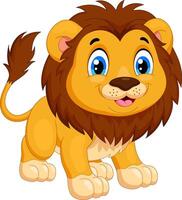 Cute little lion cub on white background vector