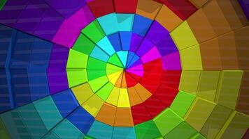 Chromatic circle with 9 colors changing place randomly. 3D Animation video