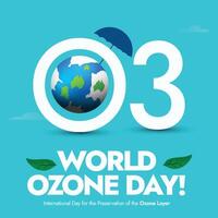 World Ozone day banner, background, post. 16th September International day for the preservation of the Ozone layer with earth globe inside O letter protecting by an umbrella. Conceptual banner. vector