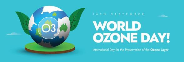 World Ozone Day background, banner, social media post.16 September Ozone day cover banner, post with earth globe protected by a layer. The day commemorate the signing of the Montreal Protocol in 1987 vector