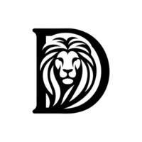 Artistic monogram D with lions mane, perfect for logos, branding, and design projects. This bold and regal symbol combines typography with animal imagery, ideal for a strong and distinctive identity. vector
