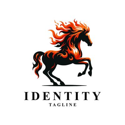 Dynamic fire horse logo