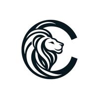 A stylish monochrome lion logo, perfect for modern branding. This dynamic design features a fierce lions head within a circular frame, combining elegance and power for a bold corporate identity. vector