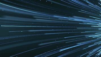 Neon line movement, blue particle flow, abstract technology background curve, light rays in motion, speed of light, seamless loop, 4K video