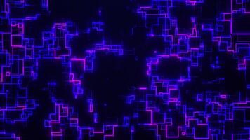 Abstract modern neon lights background. Empty stage for a product or background for presentations. Neon frame, neon line, web neon box pattern. seamless loop video