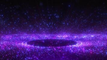 Abstract glowing particles flying in a spiral in a vortex of energy, magic particles sparkle and swirl on an abstract background. 4k. Seamless loop video