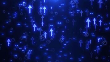 Digital futuristic background with arrows and binary code. Data analysis, networking and big data visualization. digital interface concept. Seamless loop 4k . video