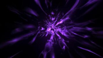 Fly through nebula in space. Flying into a beautiful glowing violet galaxy on black background. video
