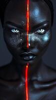 Dramatic Facial Portrait with Intense Contrasting Light photo