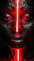 Intense Crimson Portrait of a Powerful and Mysterious Figure photo