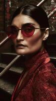 Captivating Couture An Elegant Portrait of a Mysterious and Sophisticated Woman photo