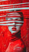 Striking Avant Garde Digital Art with Obscured Facial Features photo
