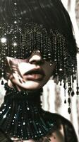Futuristic and Stylish Woman in Digital Portrait with Glowing Sparkles photo