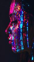 Captivating Chromatic Explosion of Neon Lights and Glowing Particles in Surreal Digital Artwork photo