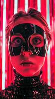 Haunting Masked Visage in Striking Red and Black Tones photo