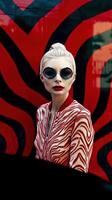 Stylish Woman in Striking Zebra Patterned Attire Exuding Confidence and Poise photo
