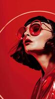Captivating Portrait of a Stylish and Confident Fashion Model in Vibrant Attire photo