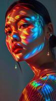 Captivating and Enigmatic Chromatic Portrait of a Beautiful Woman photo