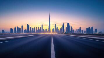 Captivating Cityscape at Sunset with Iconic Skyscrapers and Serene Atmosphere photo