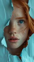 Captivating Ginger Girl in Pensive Mood With Dreamy Expression photo