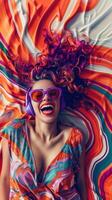 Joyful Redheaded Woman Radiating Vibrant Energy in Captivating Abstract Surreal Portrait photo