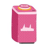 Cute cartoon vertical smart assistant speaker playing music or talking. Virtual AI voice control with wireless loudspeaker to manage the house. Internet of things technique isolated on white. vector