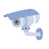 Cute cartoon smart security camera for home safety, surveillance. Hand drawn closed CCTV camera to protect public and private property isolated. Remote house security device controlling via telephone. vector
