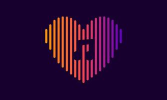Music in the heart. Sound wave heart. Sound wave, Heart shape, Digital, Media and Music equalizer. vector