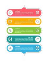 Vertical Infographic 5 Steps to Success. Infographic curve line design template. Business presentation, Planning, Banner, Marketing and Timeline. vector