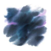 Paint spot watercolor washes of dark blue, indigo with turquoise and lilac shades, hand-painted with large brush strokes in wet-on-wet technique. Element isolated from background. vector