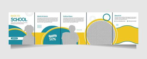 Back to school Carousel Template Social Media Post creative design with Elements vector