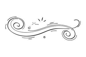 Typographic swash and swooshes tail doodle line art flat illustration vector
