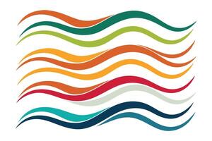 Various wavy lines in different colors and thicknesses, showcasing fluidity and movement in design illustration set on white background vector