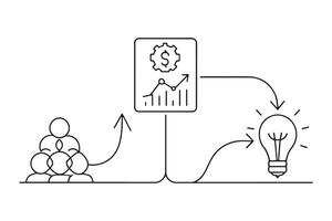 Business model One line continuous line art illustration on white background vector