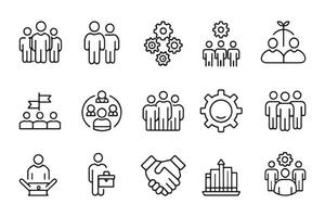 Teamwork, unity, partnership concept related, 15 pcs icons set isolated on white background flat illustration. vector
