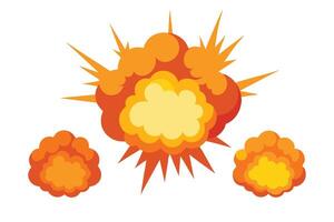 Set of explosions flat illustration on white background vector