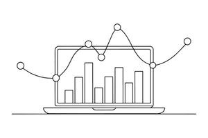Business Intelligence One line continuous line art illustration on white background vector