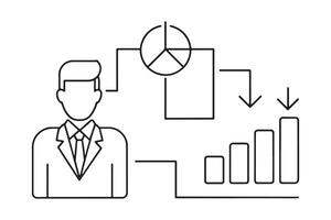 Business Diagram One line continuous line art illustration on white background vector