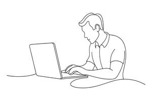 Searching Browsing Internet Data Information Networking Concept One line continuous line art illustration on white background. vector