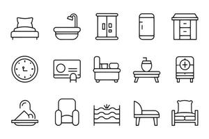 furniture, Bed and sit related icons set isolated on white background flat illustration vector