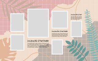 Photo Frame Set Mockup with Doodle Ornament vector