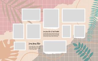 page grid layout abstract photo frames and digital photo wall template vector