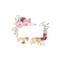 Watercolor autumn flowers frame vector