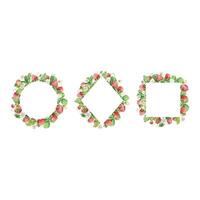 Watercolor straberry frames set vector