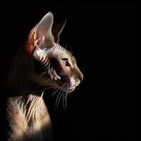sphynx cat isolated on black background photo