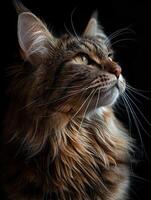 maine coon cat isolated on black background photo