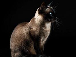 siamese cat isolated on black background photo